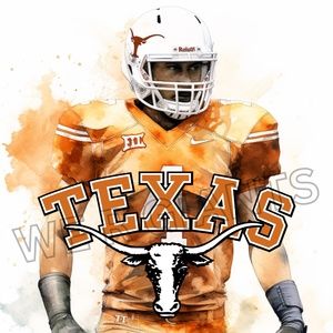 TEXAS LONGHORNS FOOTBALL Poster Print Wall Art Wall Decor 11x17 HOOK'EM HORNS